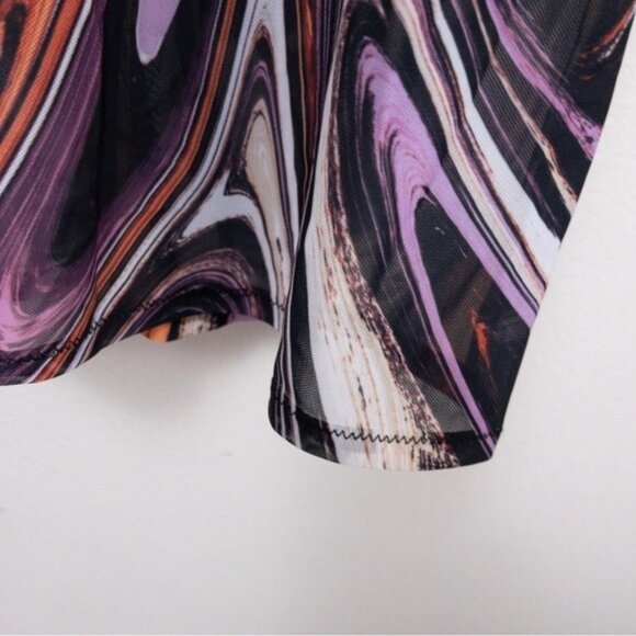 NEW h:ours L'Opera Mesh Sheer Midi Dress S Fuchsia Swirl Sleeveless - Picture 10 of 11